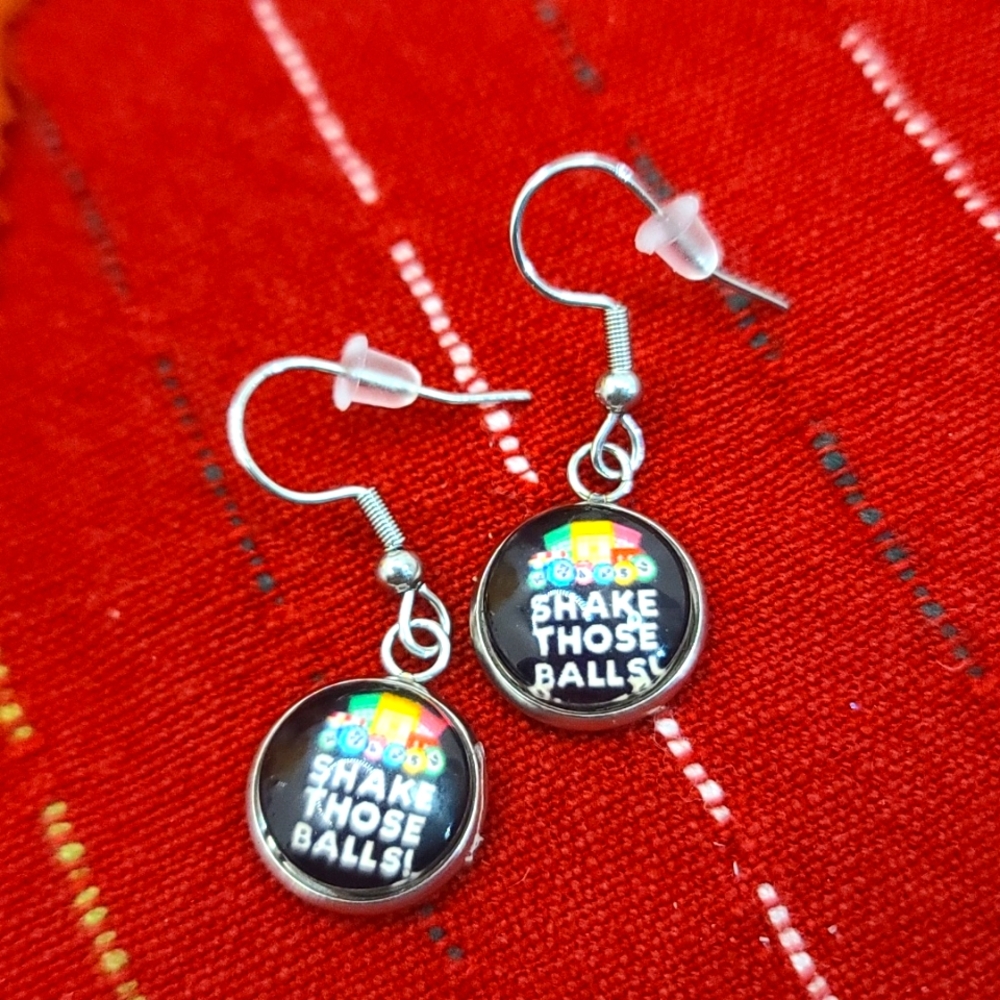 BINGO "Shake Those Balls" Round Dangle Earrings NWT